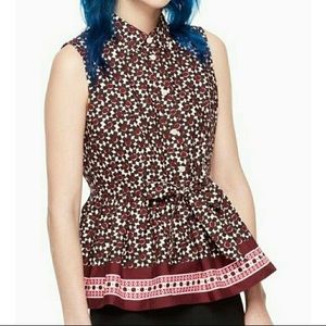 Kate Spade Floral Tile Peplum Top- XS